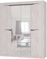 Шкаф четырехстворчатый Леонардо ШК-14, Бетон пайн светлый, Графит