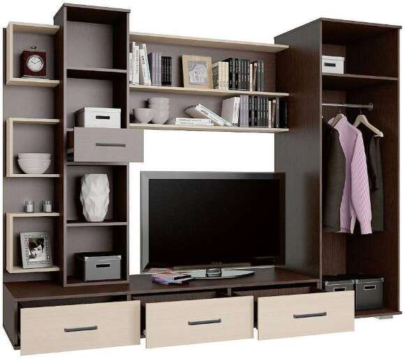 Стенка в гостиную Верона (Горизонт) Венге / Дуб молочный Стенка в гостиную Верона (Горизонт) Венге / Дуб молочный