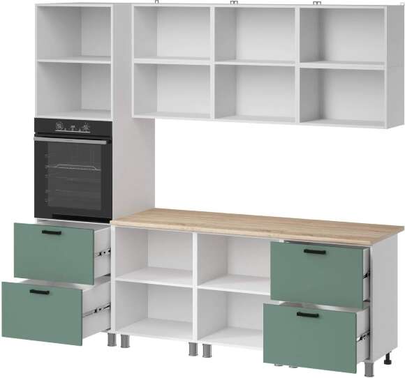 МК Аленушка 2,4м Орешник Матовая Мята,скоба черный,сонома