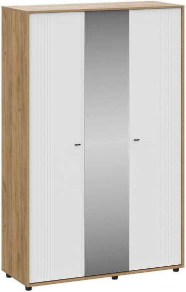 Шкаф 3-х створчатый Милан белый матовый / дуб золотой