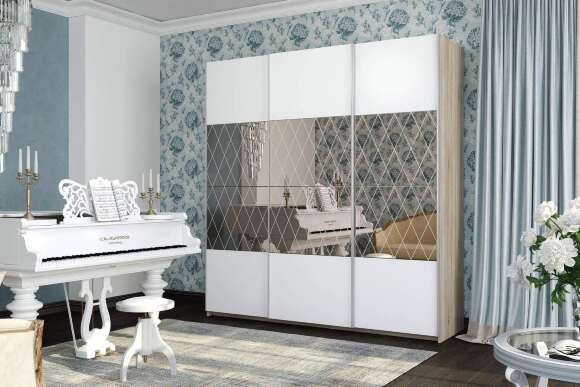 Шкаф-купе Fortune-14 2.4 м тип 3 сонома / белый / зеркало