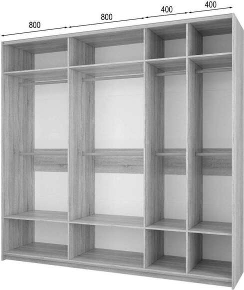 Шкаф-купе Fortune-14 2.4 м тип 3 сонома / белый / зеркало