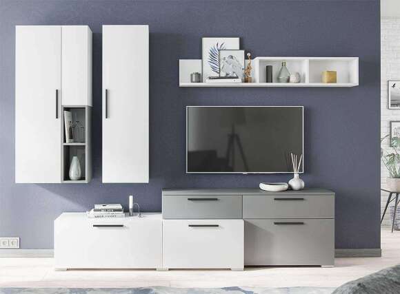 Тумба ТВ Альберо ТЭКС (Белый / Графит серый)