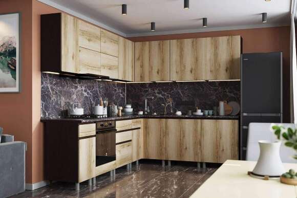 Угловой шкаф под мойку Плейона, венге/дуб делано Угловой шкаф под мойку Плейона, венге/дуб делано