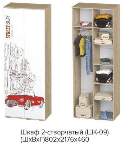 Шкаф двухдверный Сенди для мальчиков ШК-09 БТС