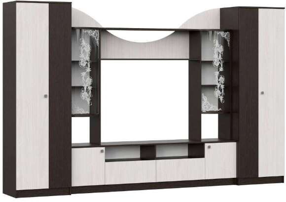 Стенка в гостиную МГС-8 (Арника) Венге / Ясень Анкор светлый Стенка в гостиную МГС-8 (Арника) Венге / Ясень Анкор светлый