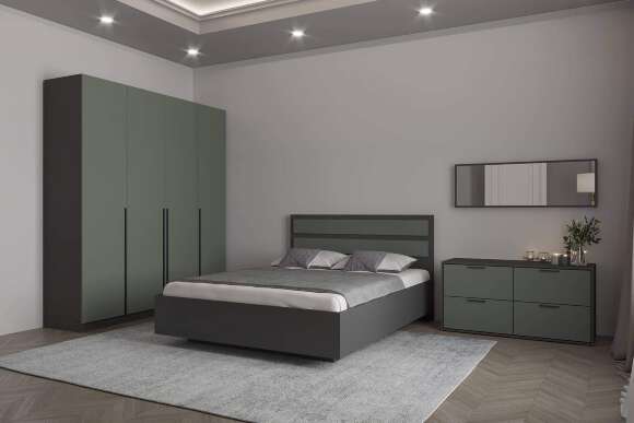 Спальня Феникс, графит/олива софт Спальня Феникс, графит/олива софт