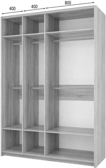 Шкаф-купе Fortune-6 1.6 м тип 2 сонома / белый / зеркало