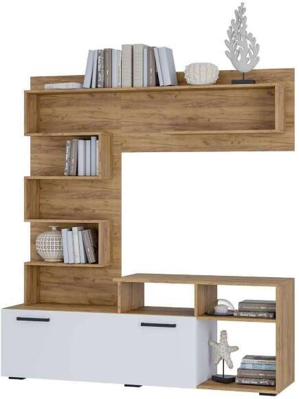 Стенка для гостиной Евро (БТС) Белый/Крафт