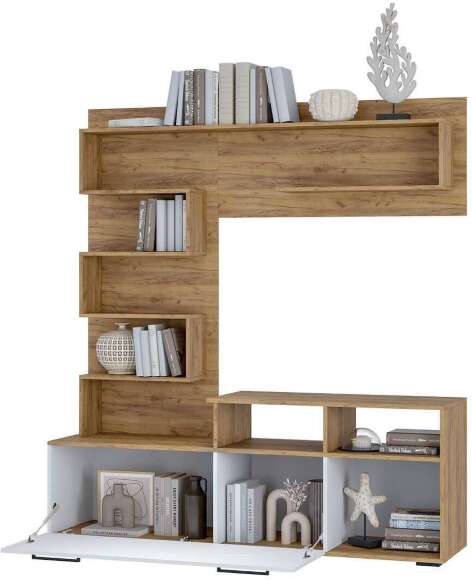 Стенка для гостиной Евро (БТС) Белый/Крафт