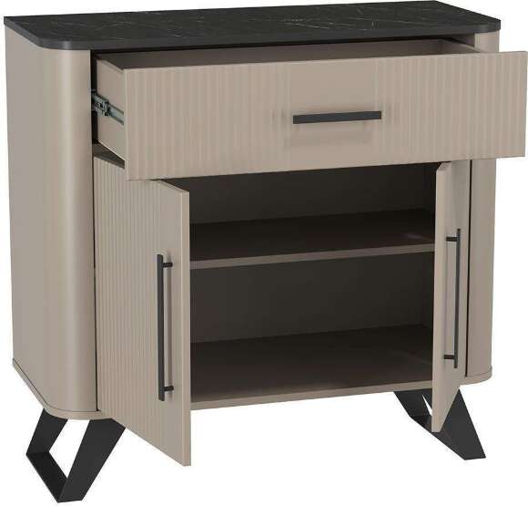 Фиделия комод 76.03 серый камень / мрамор черный