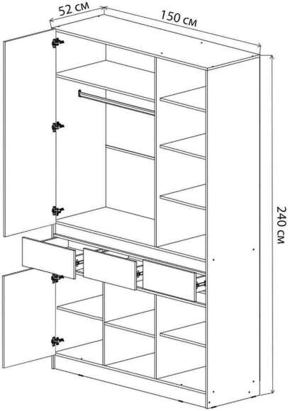 Шкаф 3-х створчатый Роджина дуб крафт / белый глянец