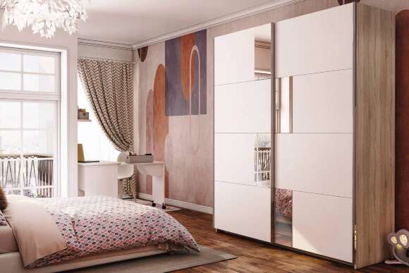 Шкаф-купе Fortune-6 1.6 м тип 4 сонома / белый / зеркало