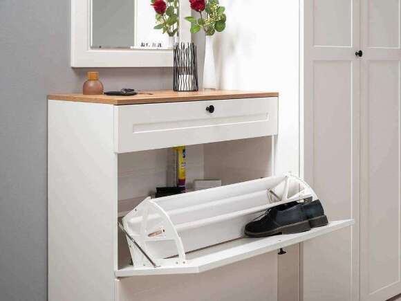 Остин Тумба для обуви 16.121 Белый шагрень/Дуб Вотан Остин Тумба для обуви 16.121 Белый шагрень/Дуб Вотан