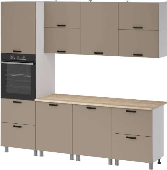 МК Аленушка 2,4м Орешник Матовый Вижен,скоба черный,сонома (без столешницы)