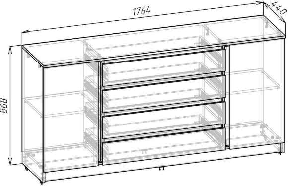 Комод Зара ЗК176-42 (Крафт золотой / Крафт белый)