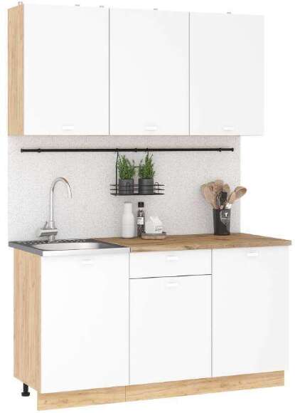 Кухня Дана 1.5 (Белый / Дуб Крафт золотой)