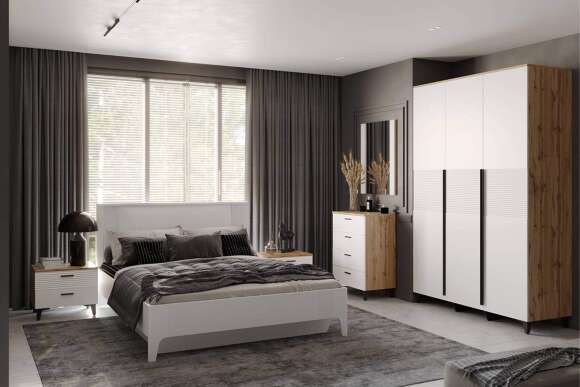 Шкаф 3-х дверный Белла, Дуб вотан, Тальк