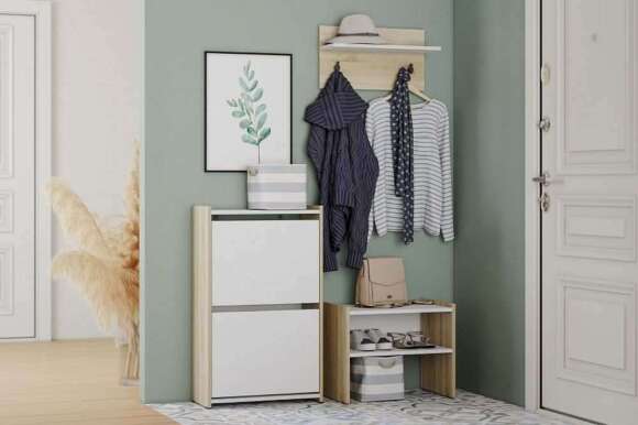 Тумба для обуви Симпл НМ 013.22 дуб сонома/белый Тумба для обуви Симпл НМ 013.22 дуб сонома/белый