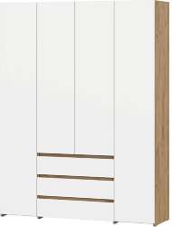 Шкаф четырехстворчатый Некст 1, Дуб золотой, Белый