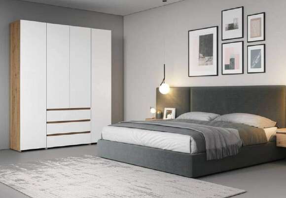 Шкаф четырехстворчатый Некст 1, Дуб золотой, Белый