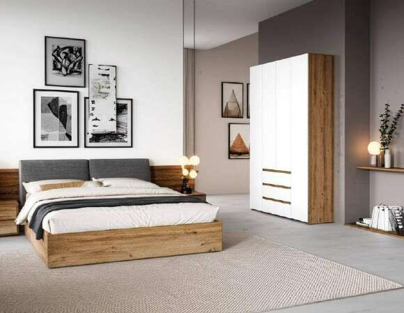 Шкаф четырехстворчатый Некст 1, Дуб золотой, Белый