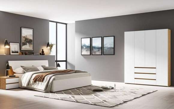 Шкаф четырехстворчатый Некст 1, Дуб золотой, Белый