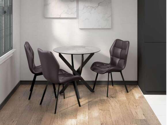 Столовая группа Рим-Монако СМ-15 ноги прямоугольные черные