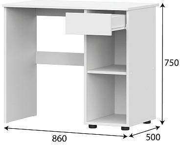 Стол письменный с ящиком Токио (Арника) Белый текстурный