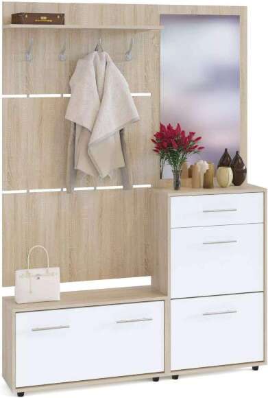Прихожая ВШ-3+ТП-3+ТП-2+ПЗ-3 Дуб Сонома / Белый