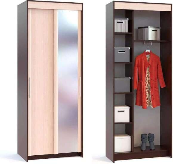 Шкаф-купе Контур ШР-94.2 с зеркалом Венге/ Беленый дуб Шкаф-купе Контур ШР-94.2 с зеркалом Венге/ Беленый дуб