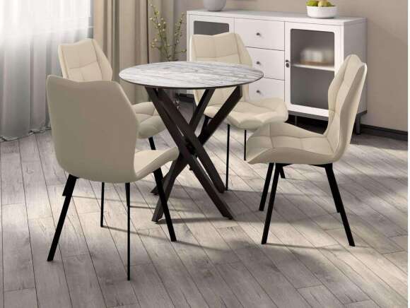 Столовая группа Рим-Монако СМ-2 ноги прямоугольные черные