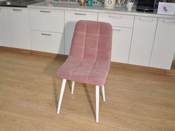 Стул Х / белый / велюр пыльная роза