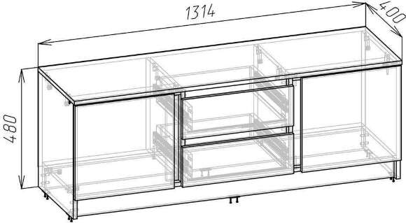 Тумба для ТВ Зара  ЗТ131-22 (Крафт золотой / Крафт белый)