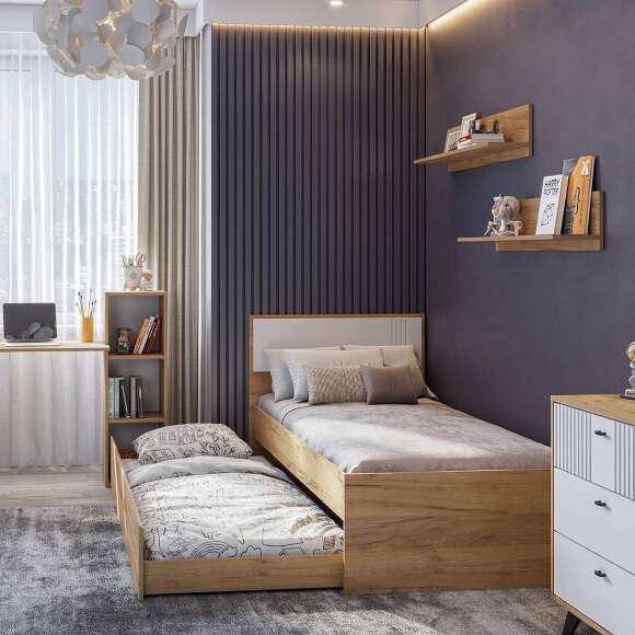Кровать 90х200 с ламелями и выкатным ящиком Милан Кровать 90х200 с ламелями и выкатным ящиком Милан