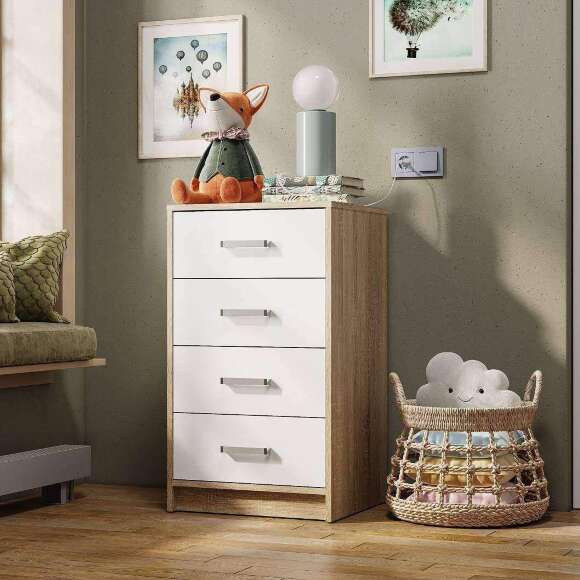 Комод Мия КМ-02 (Семья Мебелони) Дуб Сонома / Белый Комод Мия КМ-02 (Семья Мебелони) Дуб Сонома / Белый