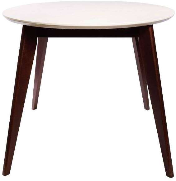 Стол обеденный круглый Олсон Мини 100, грецкий орех/слоновая кость