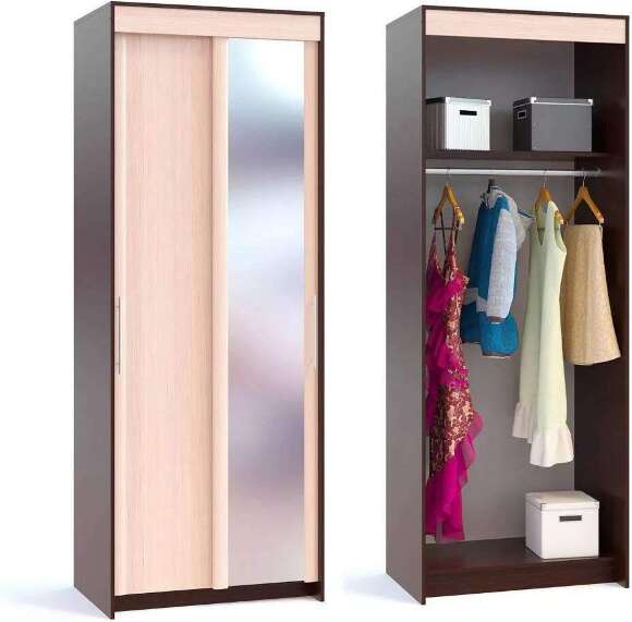 Шкаф-купе Контур ШР-96.1 с зеркалом Венге/ Беленый дуб Шкаф-купе Контур ШР-96.1 с зеркалом Венге/ Беленый дуб