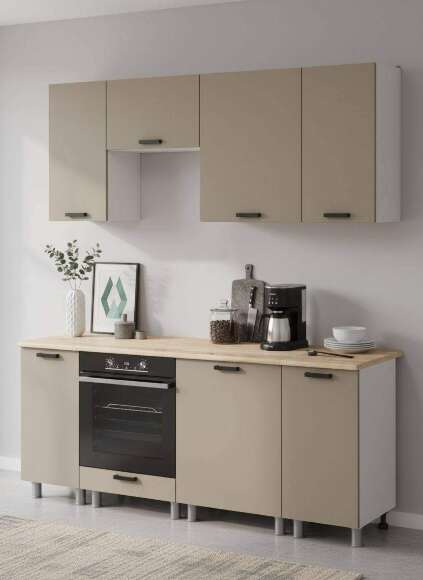 МК Аленушка 2м Орешник Матовый Вижен,скоба черный,сонома (без столешницы) МК Аленушка 2м Орешник Матовый Вижен,скоба черный,сонома (без столешницы)