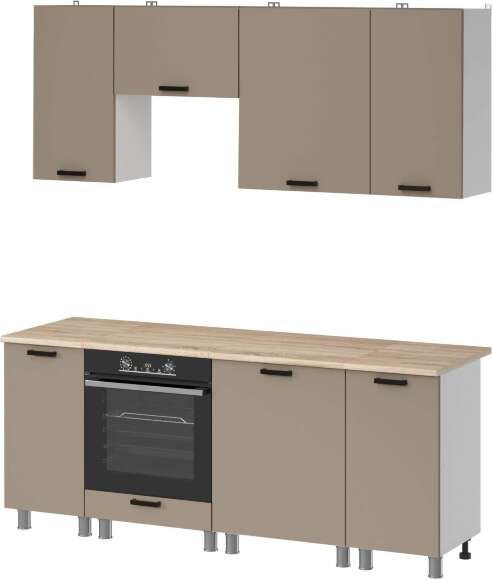 МК Аленушка 2м Орешник Матовый Вижен,скоба черный,сонома (без столешницы) МК Аленушка 2м Орешник Матовый Вижен,скоба черный,сонома (без столешницы)