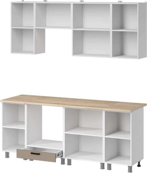 МК Аленушка 2м Орешник Матовый Вижен,скоба черный,сонома (без столешницы) МК Аленушка 2м Орешник Матовый Вижен,скоба черный,сонома (без столешницы)