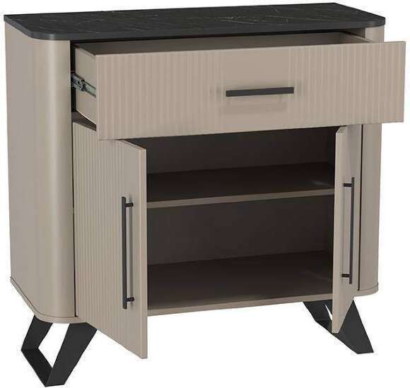 Комод Фиделия 76.03, Серый камень, Мрамор черный