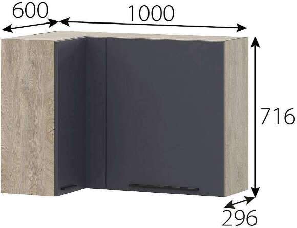 КГ Этна Шкаф навесной угловой 1000 Софт Графит КГ Этна Шкаф навесной угловой 1000 Софт Графит
