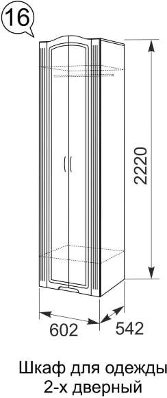 Шкаф для одежды 2-х дверный Виктория Ижмебель 16