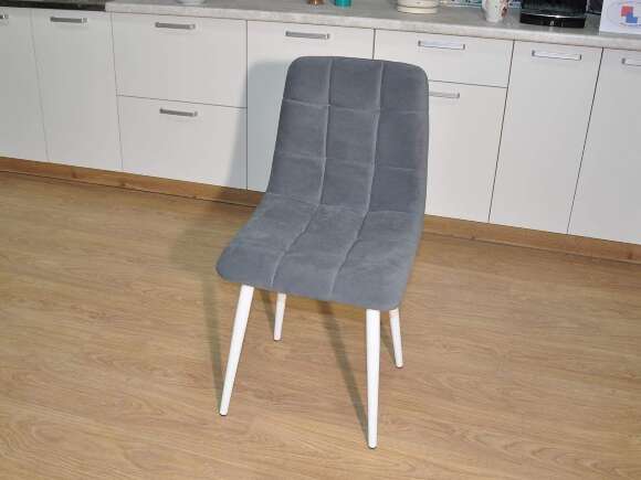 Стул Х / белый / велюр серый