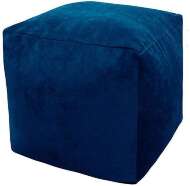 Пуфик Куб микровельвет синий