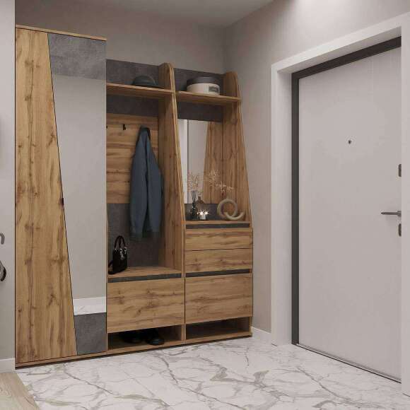 Шкаф для одежды с зеркалом Мари (Ижмебель) 1