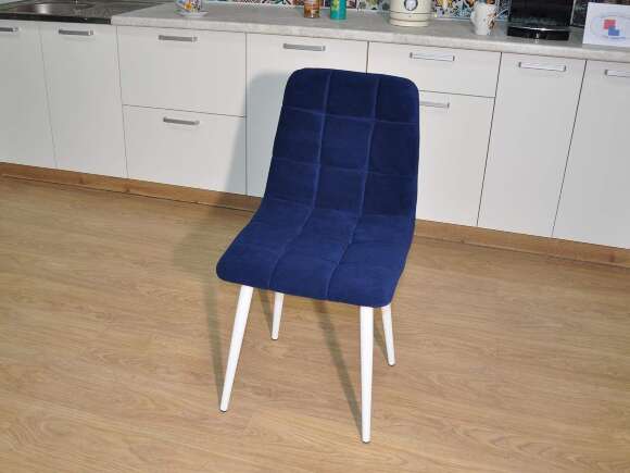 Стул Х / белый / велюр синий