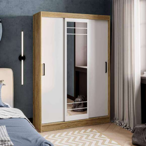 Шкаф-купе Тео ШКК-02 (Мебелони) Крафт / Белый