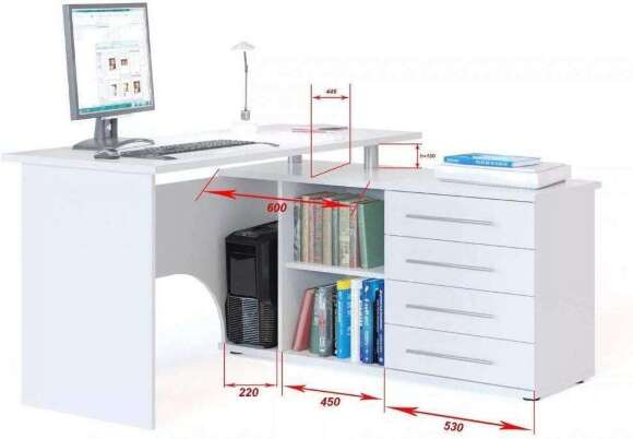 Компьютерный стол КСТ-109 Левый Белый Компьютерный стол КСТ-109 Левый Белый